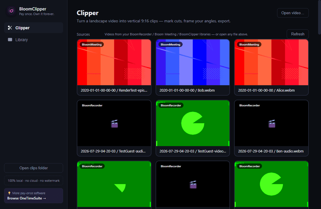 Bloom Clipper library and source picker